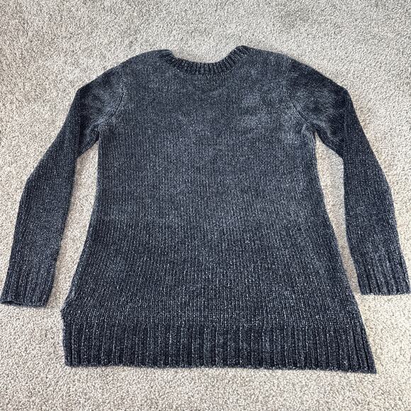 Orvis Sweater Womens Large Blue Chenille Velvet Soft Pullover Knit V Neck - Picture 5 of 8